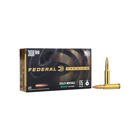 Federal Gold Medal, 308 Win, 175 GR, SIERRA MATCHKING BTHP Box of 20
