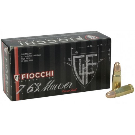 Fiocchi 7.63 Mauser , FMJ 88gr. , 50 Cart.
