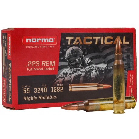 Cartouches NORMA , .223 Rem FMJ, 55gr, Box 1000