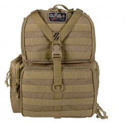 Tactical Range Backpack, holds 3 handguns - Color: tan