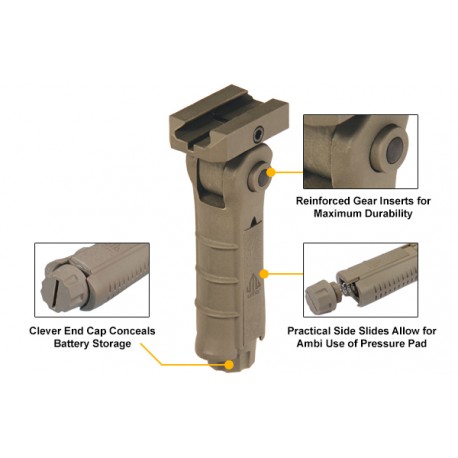 UTG Ambidextrous 5-position Foldable Foregrip, OD Green